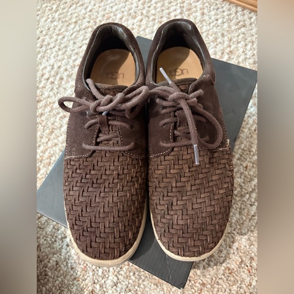 UGG Other - UGG Hepner Woven Luxe Suede Men’s Casual Sneaker Oxford Brown Size 8.5 1020367